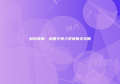 轻松掌握:流量卡接入号查看全攻略