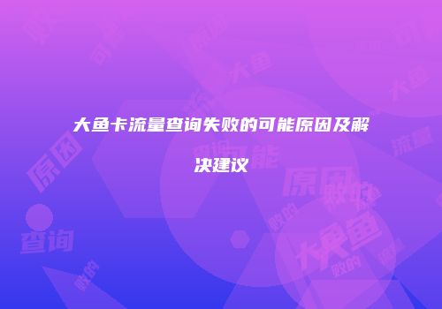 大鱼卡流量查询失败的可能原因及解决建议