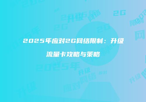 2025年应对2G网络限制：升级流量卡攻略与策略
