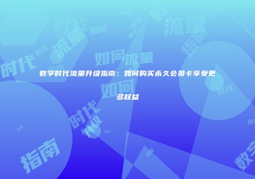 数字时代流量升级指南：如何购买永久会员卡享受更多权益