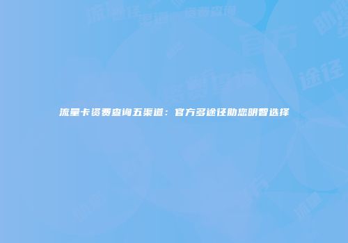 流量卡资费查询五渠道:官方多途径助您明智选择
