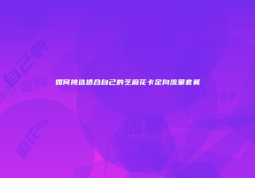 如何挑选适合自己的芝麻花卡定向流量套餐