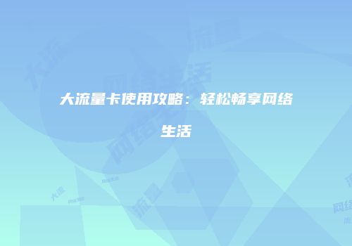 大流量卡使用攻略：轻松畅享网络生活