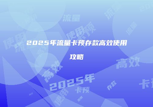 2025年流量卡预存款高效使用攻略
