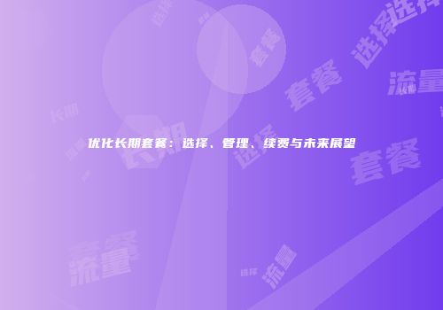 优化长期套餐：选择、管理、续费与未来展望