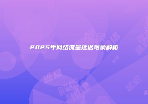 2025年网络流量延迟现象解析