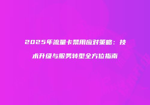 2025年流量卡禁用应对策略：技术升级与服务转型全方位指南