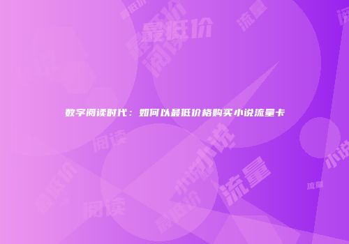 数字阅读时代:如何以最低价格购买小说流量卡