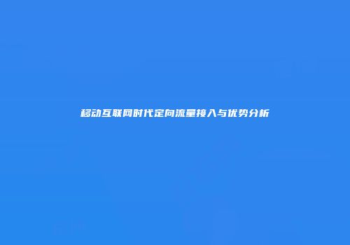 移动互联网时代定向流量接入与优势分析