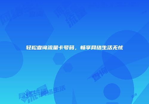 轻松查询流量卡号码，畅享网络生活无忧