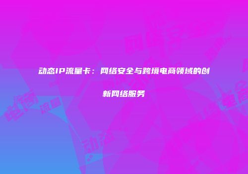 动态IP流量卡：网络安全与跨境电商领域的创新网络服务