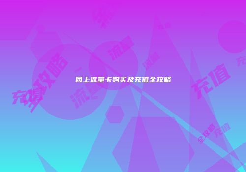 网上流量卡购买及充值全攻略