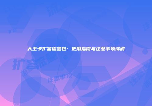 大王卡扩容流量包：使用指南与注意事项详解