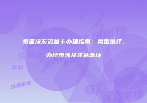 泰国旅游流量卡办理指南:类型选择、办理步骤及注意事项