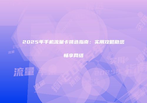 2025年手机流量卡挑选指南:实用攻略助您畅享网络