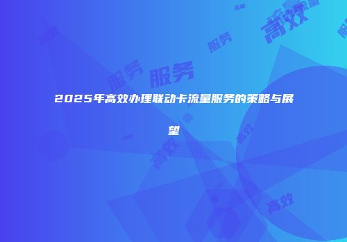 2025年高效办理联动卡流量服务的策略与展望