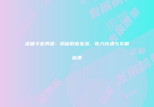 流量卡业务员:揭秘职业生活、收入待遇与发展前景