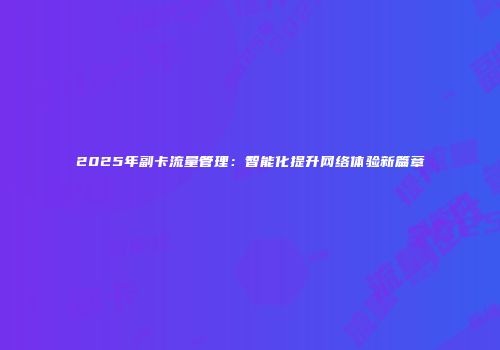 2025年副卡流量管理：智能化提升网络体验新篇章
