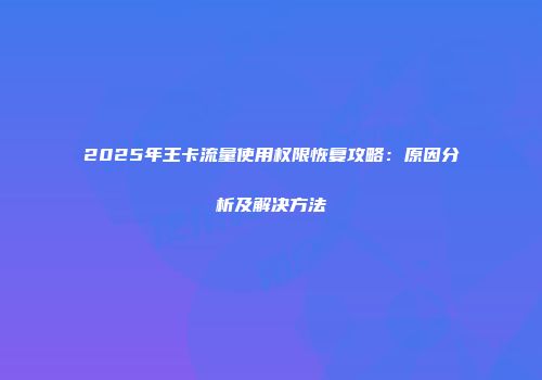 2025年王卡流量使用权限恢复攻略：原因分析及解决方法