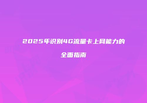 2025年识别4G流量卡上网能力的全面指南