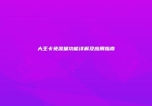 大王卡免流量功能详解及应用指南