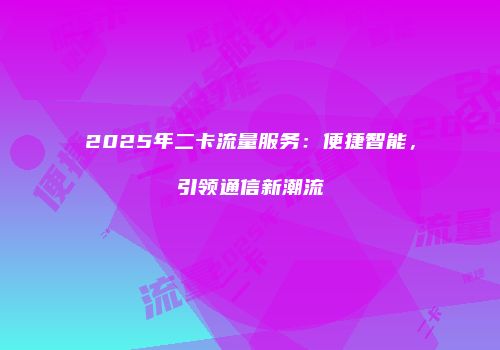 2025年二卡流量服务：便捷智能，引领通信新潮流