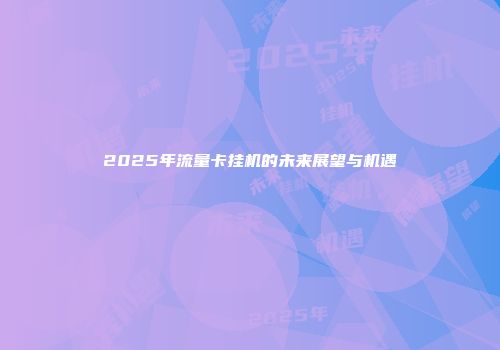 2025年流量卡挂机的未来展望与机遇