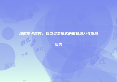 纯流量卡首充：新型资费模式的市场潜力与发展趋势