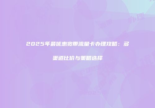 2025年最优惠宽带流量卡办理攻略：多渠道比价与策略选择