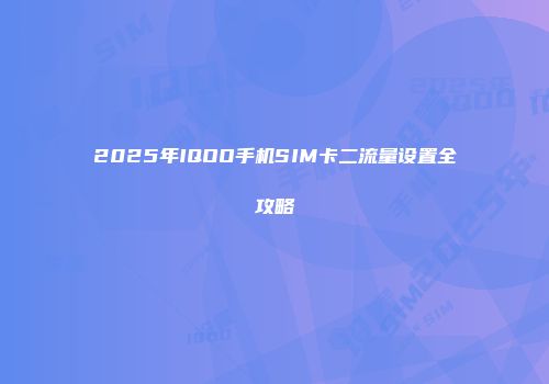 2025年IQOO手机SIM卡二流量设置全攻略