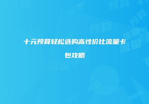 十元预算轻松选购高性价比流量卡包攻略