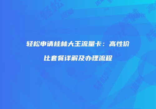 轻松申请桂林大王流量卡:高性价比套餐详解及办理流程
