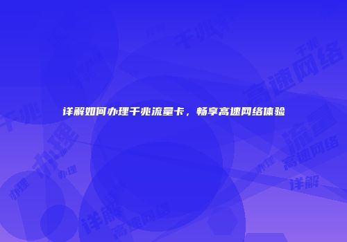 详解如何办理千兆流量卡,畅享高速网络体验