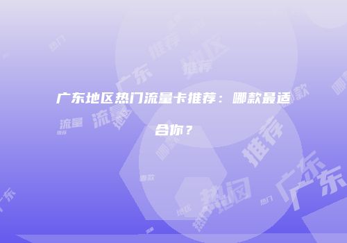 广东地区热门流量卡推荐：哪款最适合你？