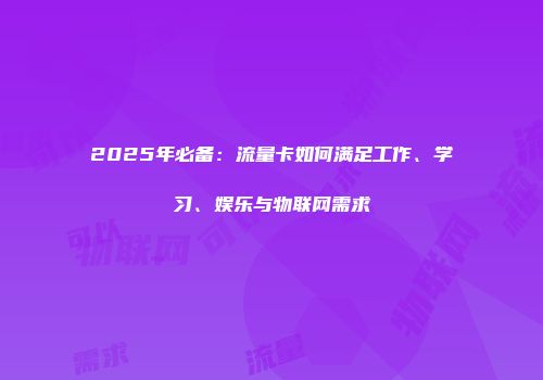 2025年必备:流量卡如何满足工作、学习、娱乐与物联网需求