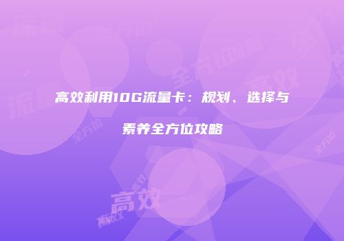 高效利用10G流量卡：规划、选择与素养全方位攻略