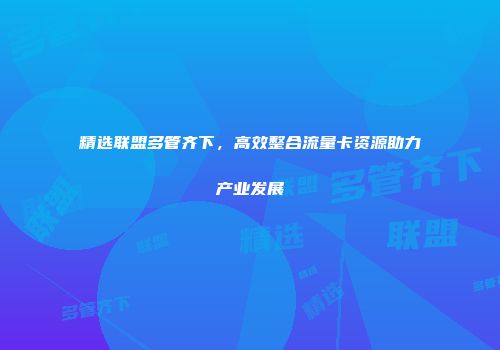 精选联盟多管齐下,高效整合流量卡资源助力产业发展