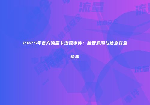 2025年官方流量卡泄露事件：监管漏洞与信息安全危机
