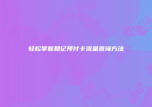 轻松掌握和记预付卡流量查询方法