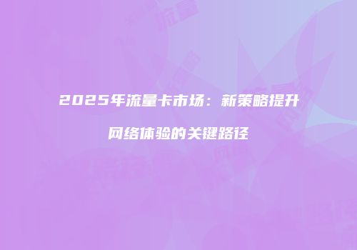 2025年流量卡市场：新策略提升网络体验的关键路径