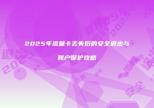 2025年流量卡丢失后的安全退出与账户保护攻略