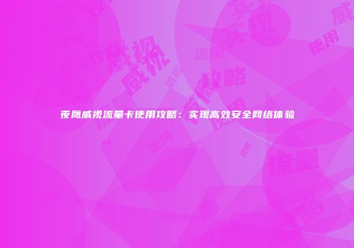 夜鹰威视流量卡使用攻略:实现高效安全网络体验