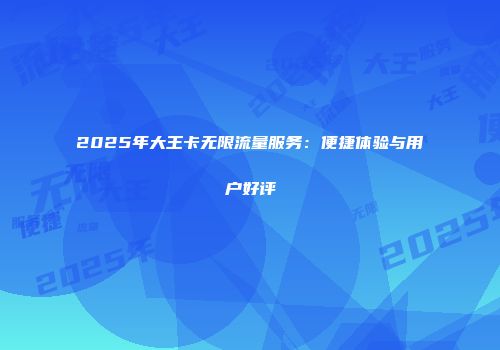 2025年大王卡无限流量服务:便捷体验与用户好评