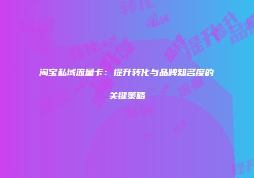 淘宝私域流量卡:提升转化与品牌知名度的关键策略