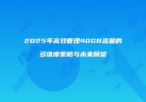 2025年高效管理40GB流量的多维度策略与未来展望