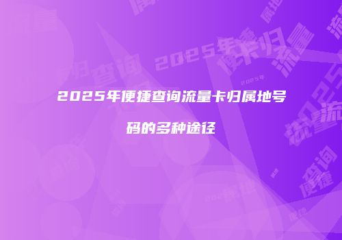 2025年便捷查询流量卡归属地号码的多种途径