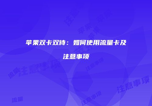 苹果双卡双待:如何使用流量卡及注意事项