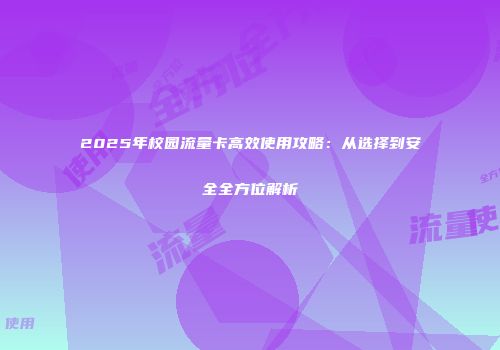 2025年校园流量卡高效使用攻略:从选择到安全全方位解析