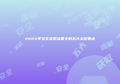 2025年安全获取流量卡的五大关键要点