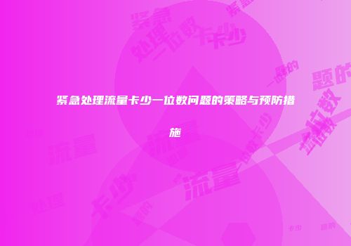 紧急处理流量卡少一位数问题的策略与预防措施